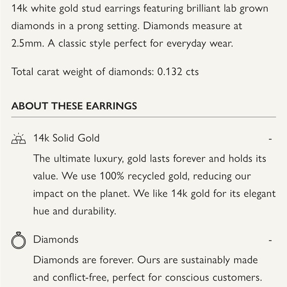 Linjer Aria 2.5 mm White Gold Diamond Studs - Picture 2 of 4